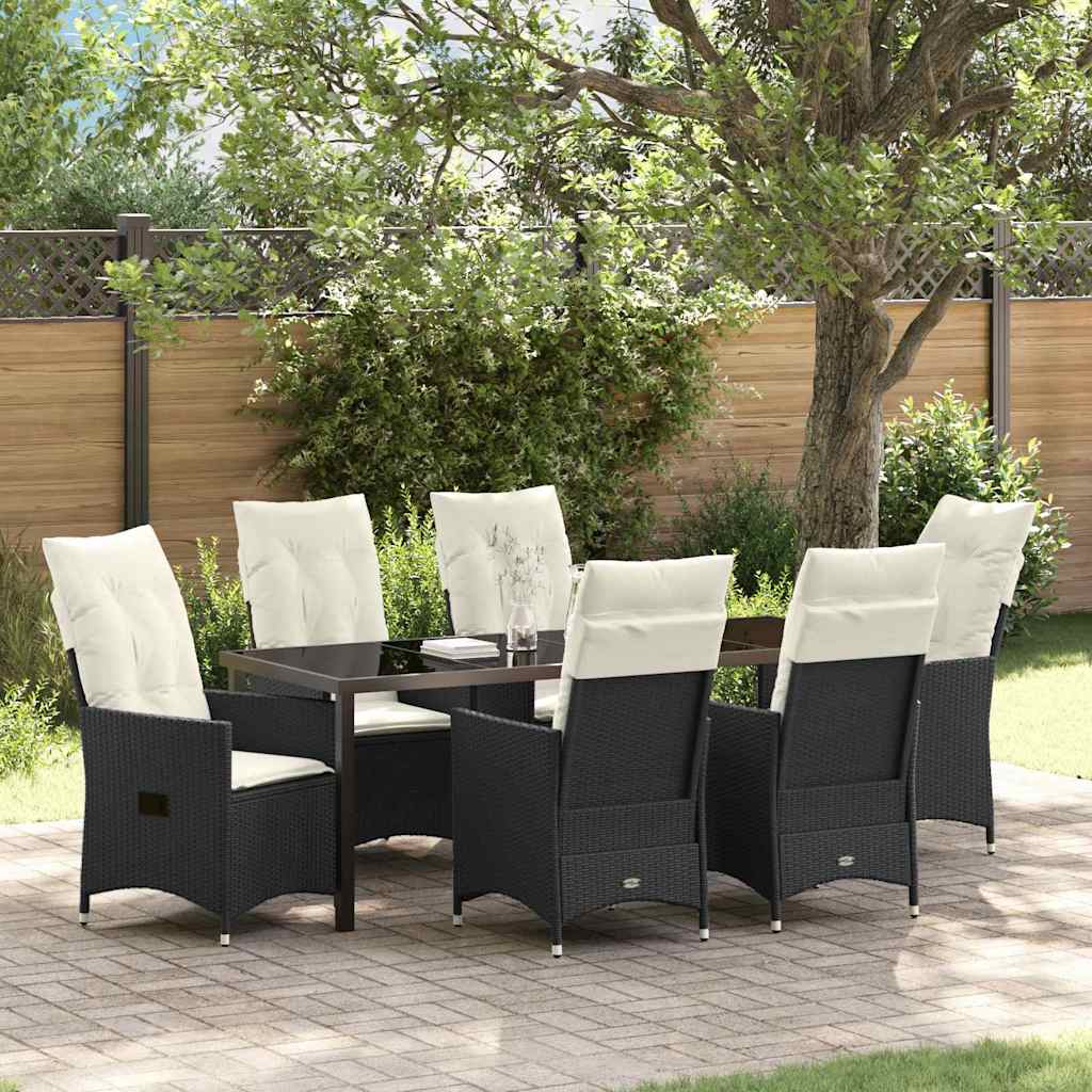 Ensemble de salle à manger pour jardin 7 pcs Noir polyrotin - XIOS