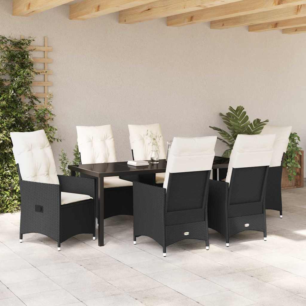 Ensemble de salle à manger pour jardin 7 pcs Noir polyrotin - XIOS