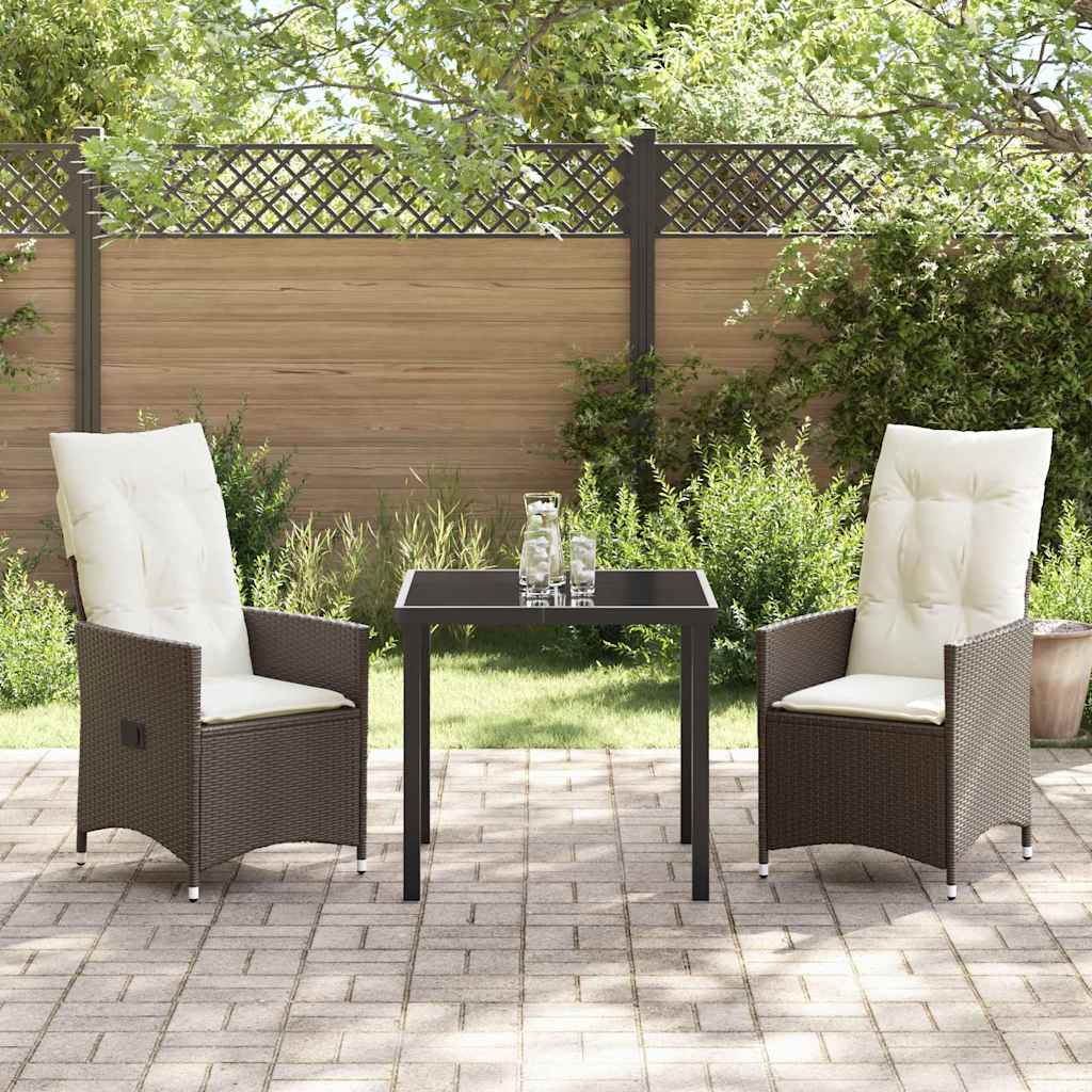 Ensemble de salle à manger pour jardin 3 pcs Marron polyrotin - XIOS