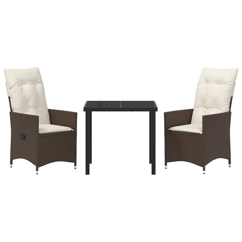Ensemble de salle à manger pour jardin 3 pcs Marron polyrotin - XIOS
