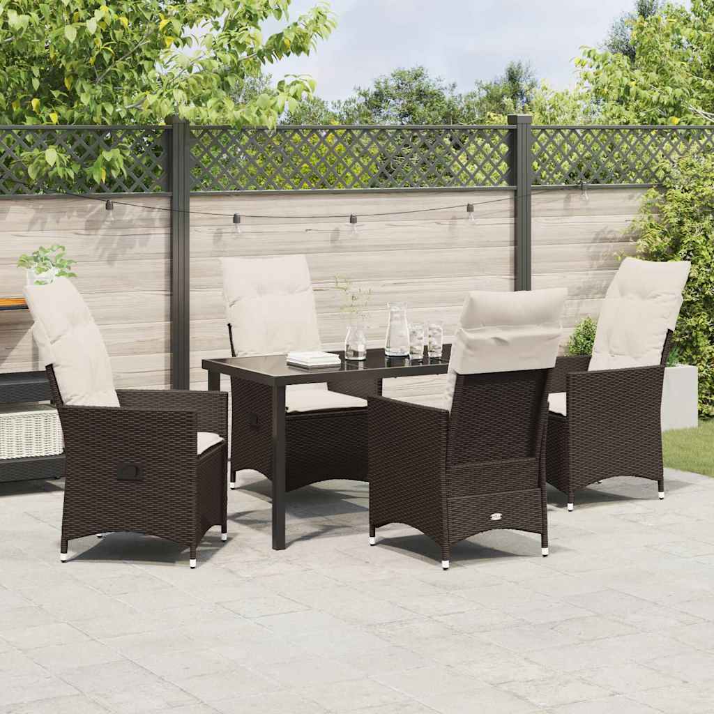 Ensemble de salle à manger pour jardin 5 pcs Marron polyrotin - XIOS