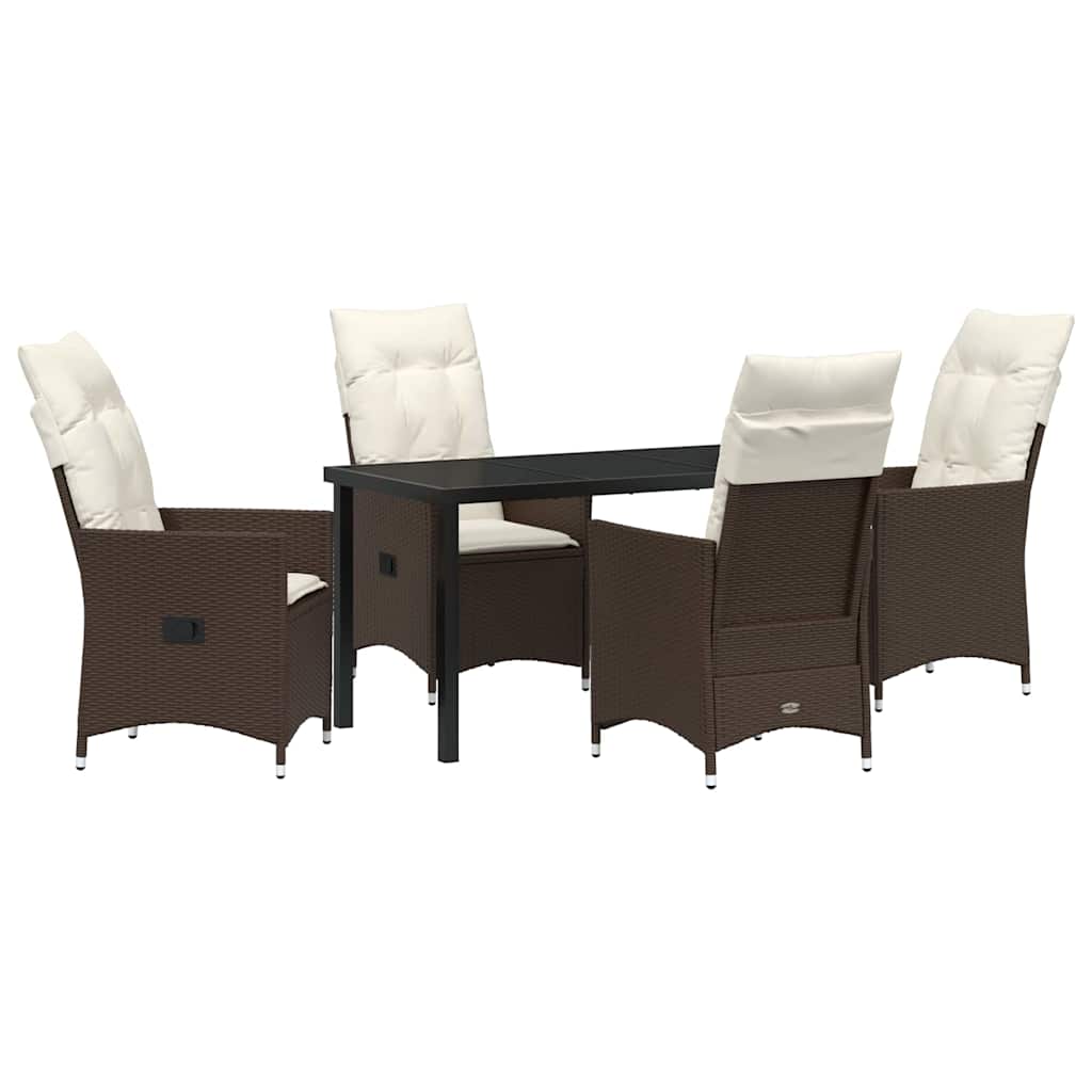 Ensemble de salle à manger pour jardin 5 pcs Marron polyrotin - XIOS