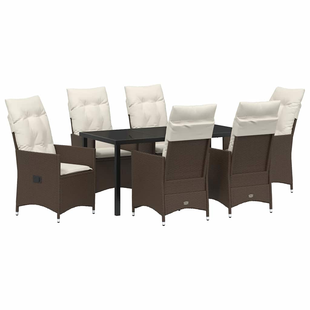 Ensemble de salle à manger pour jardin 7 pcs Marron polyrotin
