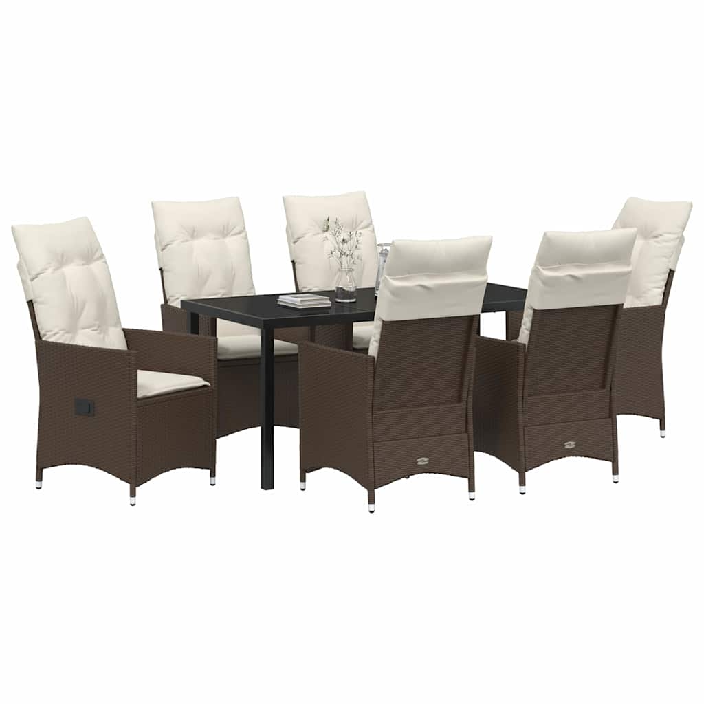 Ensemble de salle à manger pour jardin 7 pcs Marron polyrotin