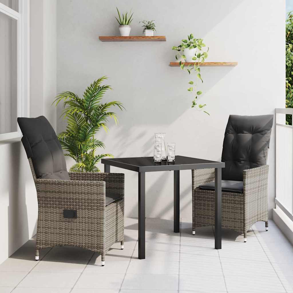Ensemble de salle à manger pour jardin 3 pcs Gris polyrotin - XIOS