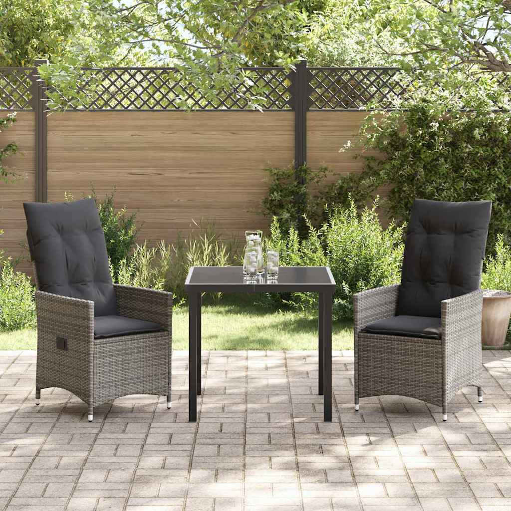 Ensemble de salle à manger pour jardin 3 pcs Gris polyrotin - XIOS