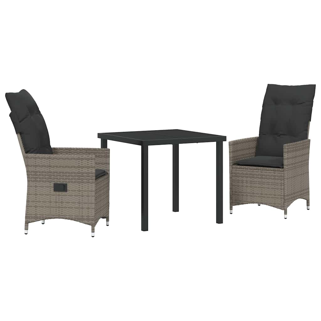 Ensemble de salle à manger pour jardin 3 pcs Gris polyrotin - XIOS