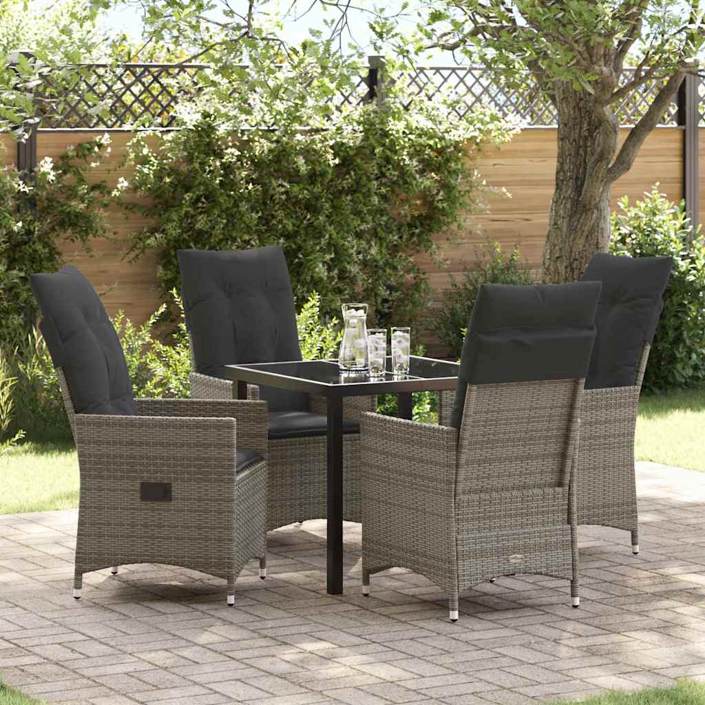 Ensemble de salle à manger pour jardin 5 pcs Gris polyrotin - XIOS