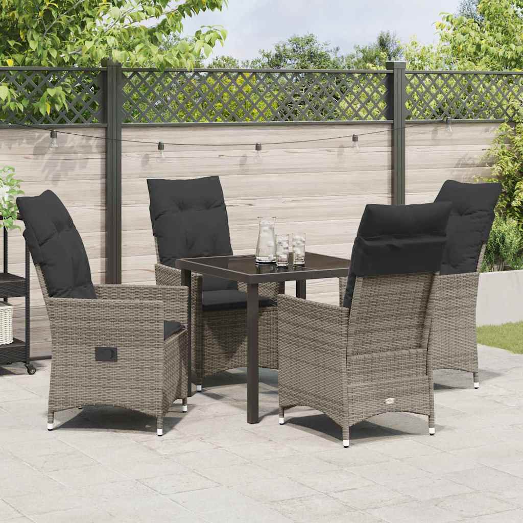 Ensemble de salle à manger pour jardin 5 pcs Gris polyrotin - XIOS