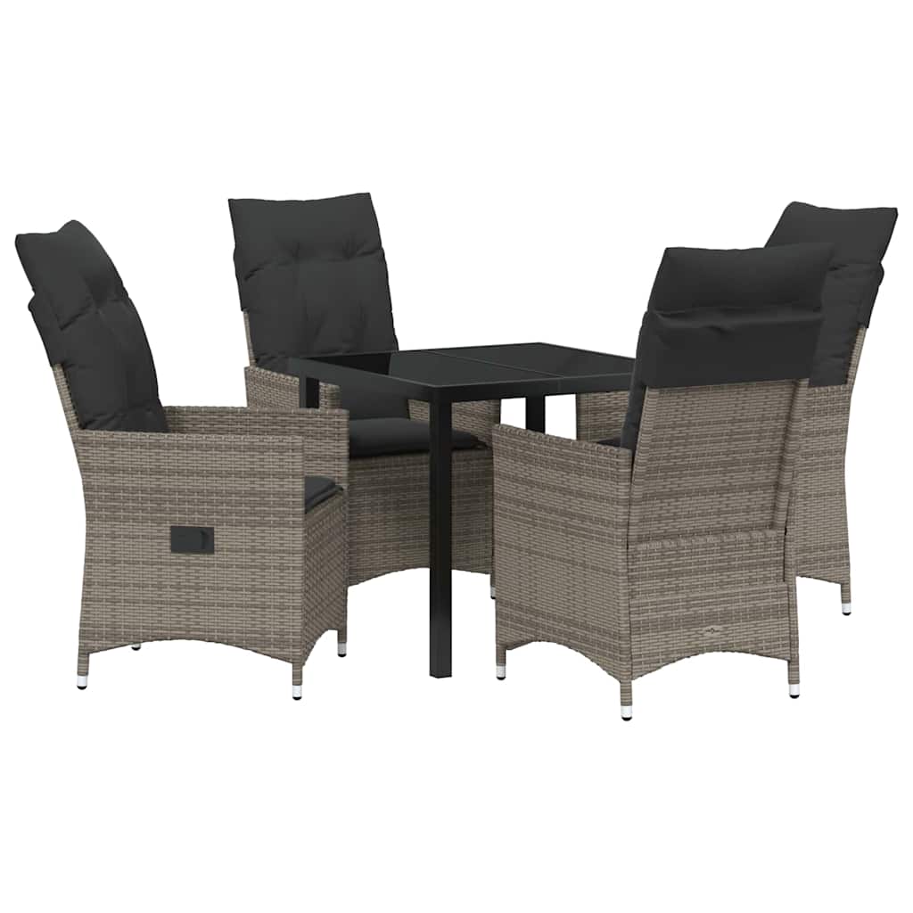 Ensemble de salle à manger pour jardin 5 pcs Gris polyrotin - XIOS