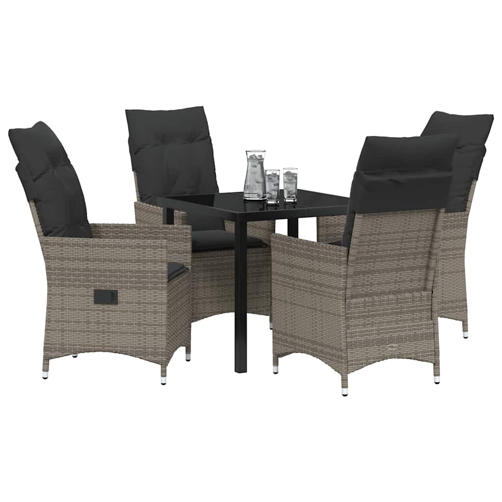 Ensemble de salle à manger pour jardin 5 pcs Gris polyrotin - XIOS