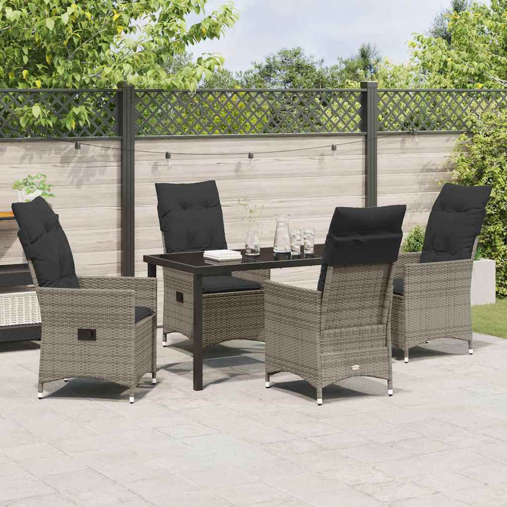 Ensemble de salle à manger pour jardin 5 pcs Gris polyrotin - XIOS