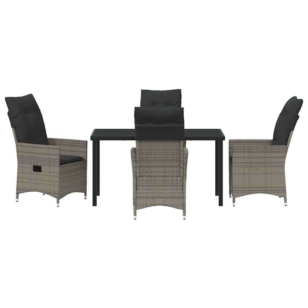 Ensemble de salle à manger pour jardin 5 pcs Gris polyrotin - XIOS