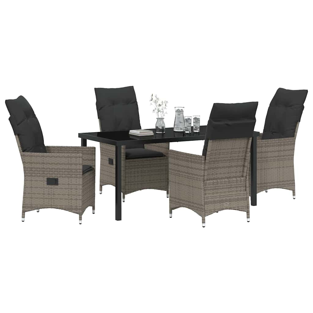 Ensemble de salle à manger pour jardin 5 pcs Gris polyrotin - XIOS