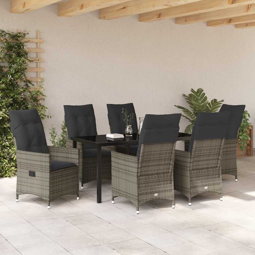 Ensemble de salle à manger pour jardin 7 pcs Gris polyrotin - XIOS