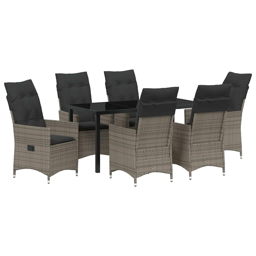 Ensemble de salle à manger pour jardin 7 pcs Gris polyrotin - XIOS