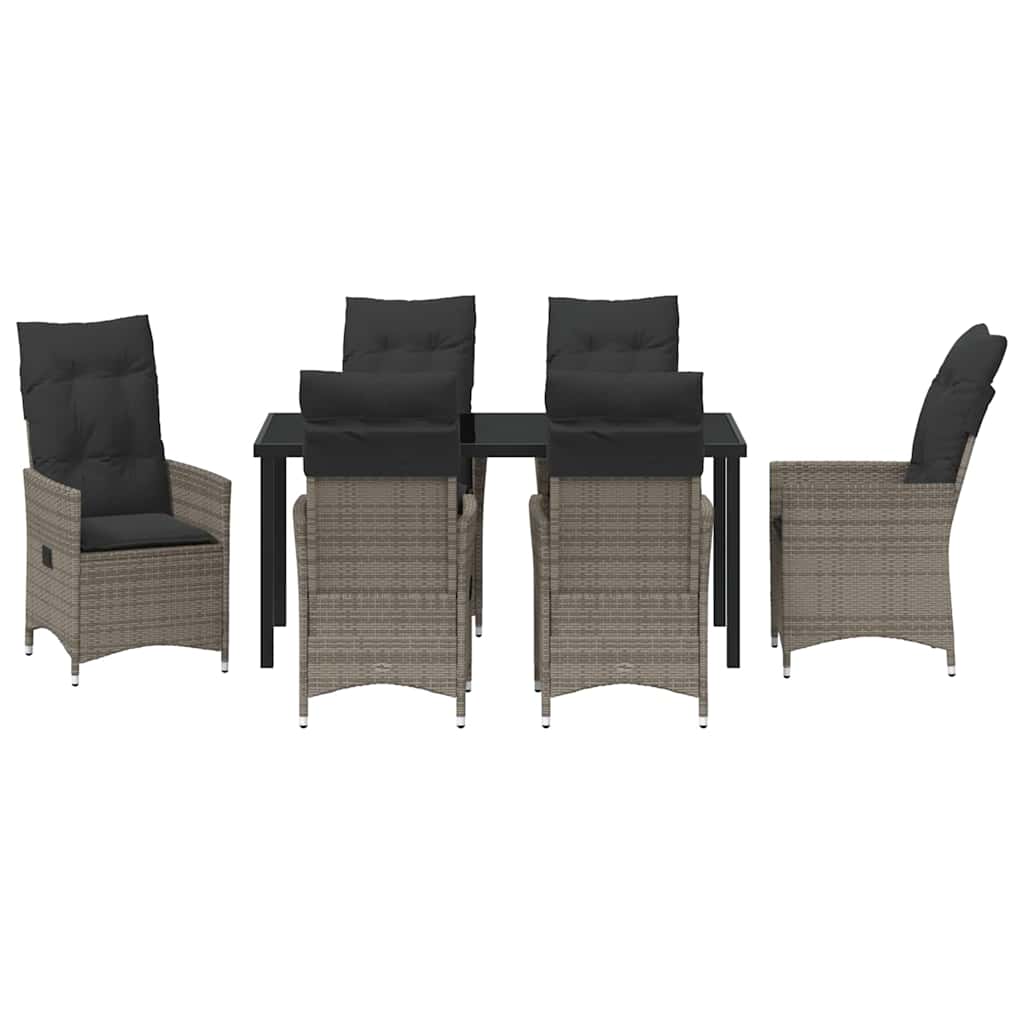 Ensemble de salle à manger pour jardin 7 pcs Gris polyrotin - XIOS