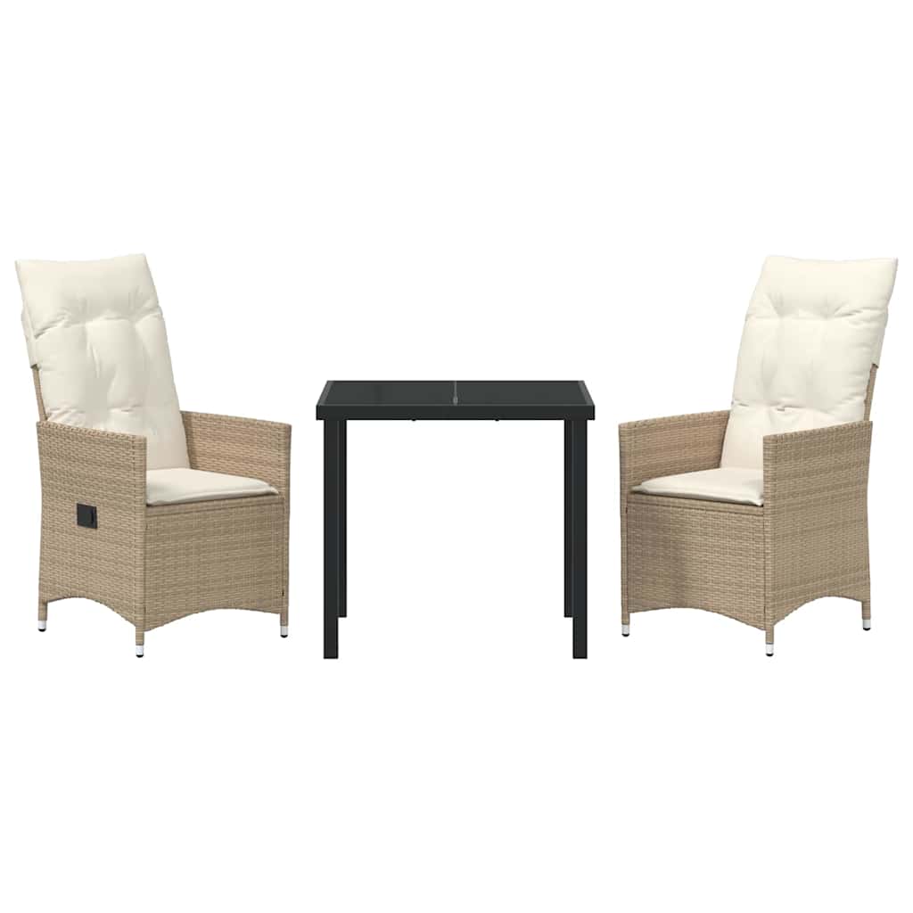 Ensemble de salle à manger pour jardin 3 pcs Beige polyrotin - XIOS