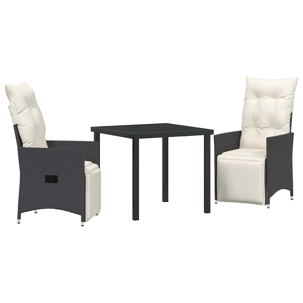 Ensemble de salle à manger pour jardin 3 pcs Noir polyrotin - XIOS