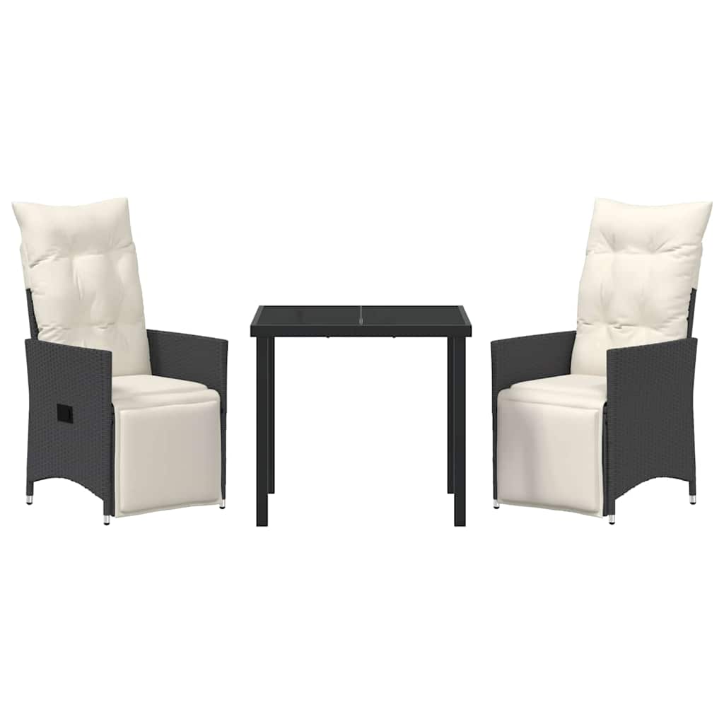 Ensemble de salle à manger pour jardin 3 pcs Noir polyrotin - XIOS