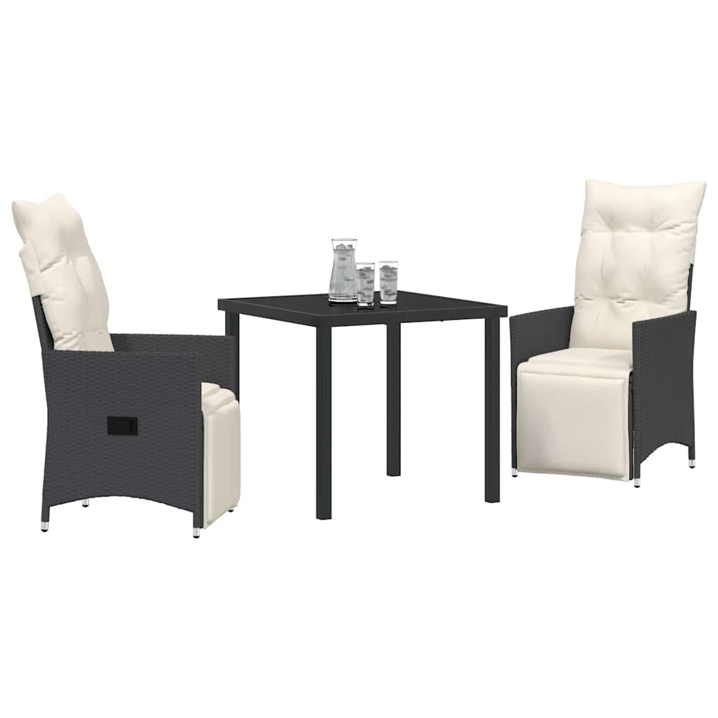 Ensemble de salle à manger pour jardin 3 pcs Noir polyrotin - XIOS