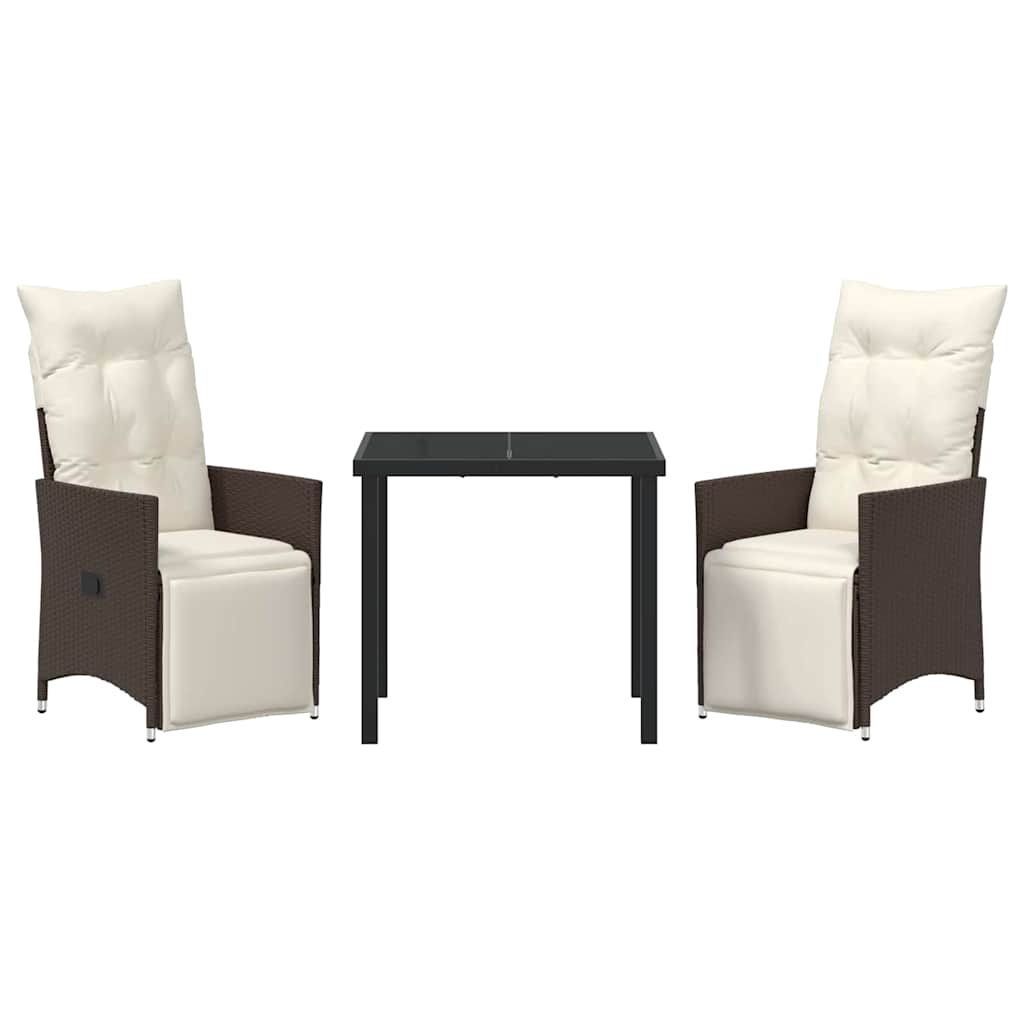 Ensemble de salle à manger pour jardin 3 pcs Marron polyrotin - XIOS