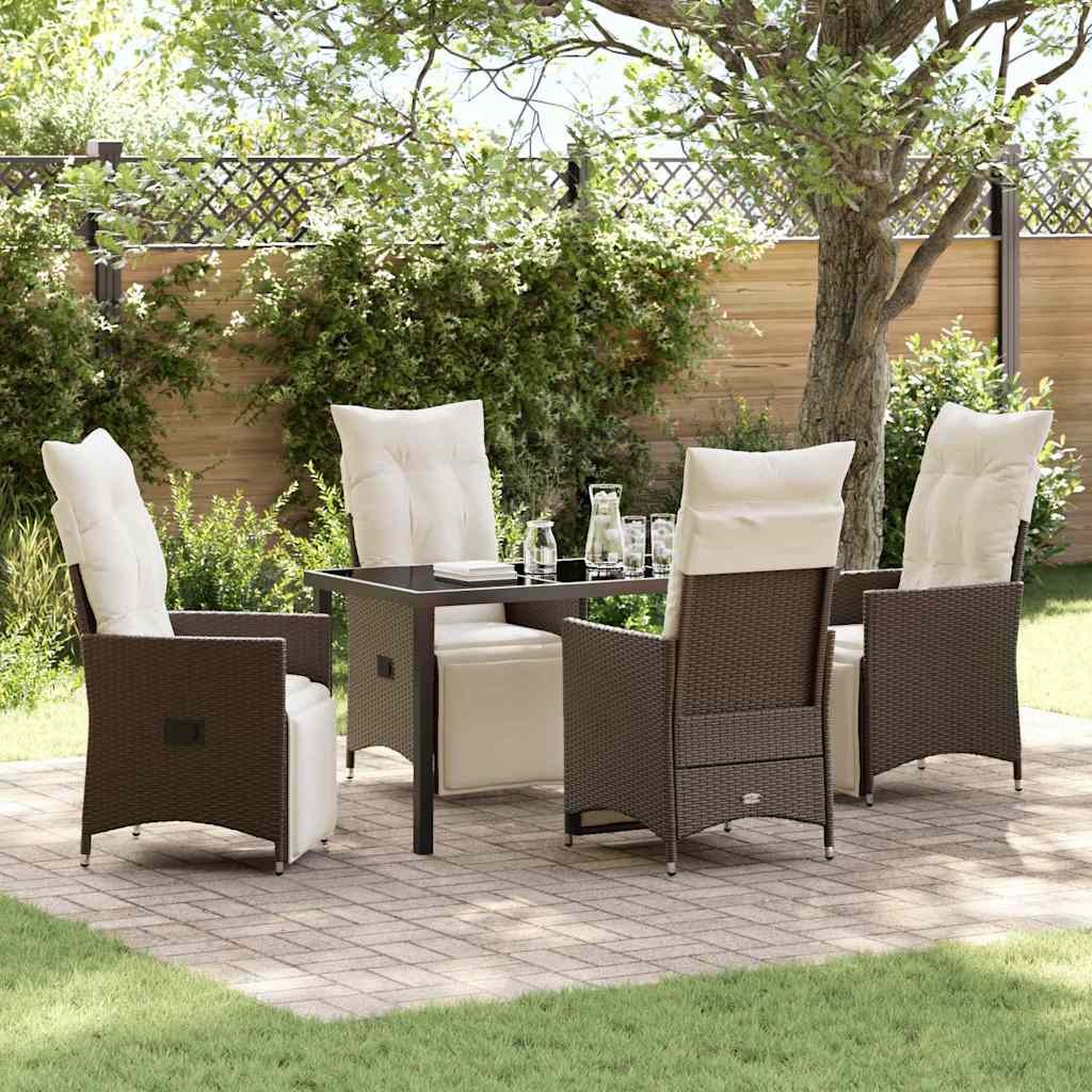 Ensemble de salle à manger pour jardin 5 pcs Marron polyrotin - XIOS