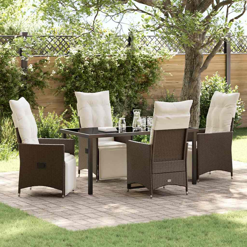 Ensemble de salle à manger pour jardin 5 pcs Marron polyrotin - XIOS