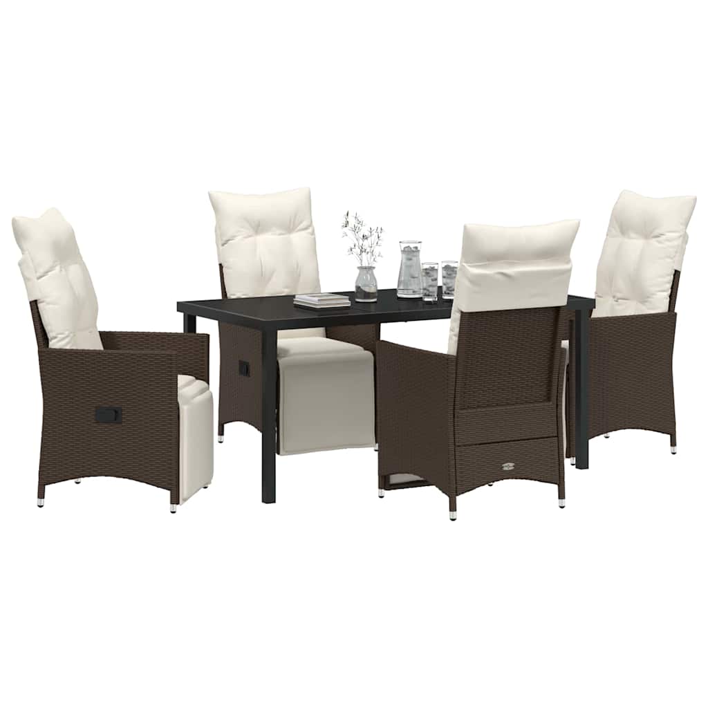 Ensemble de salle à manger pour jardin 5 pcs Marron polyrotin - XIOS