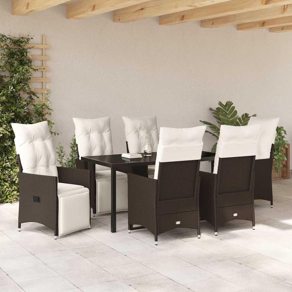 Ensemble de salle à manger pour jardin 7 pcs Marron polyrotin - XIOS