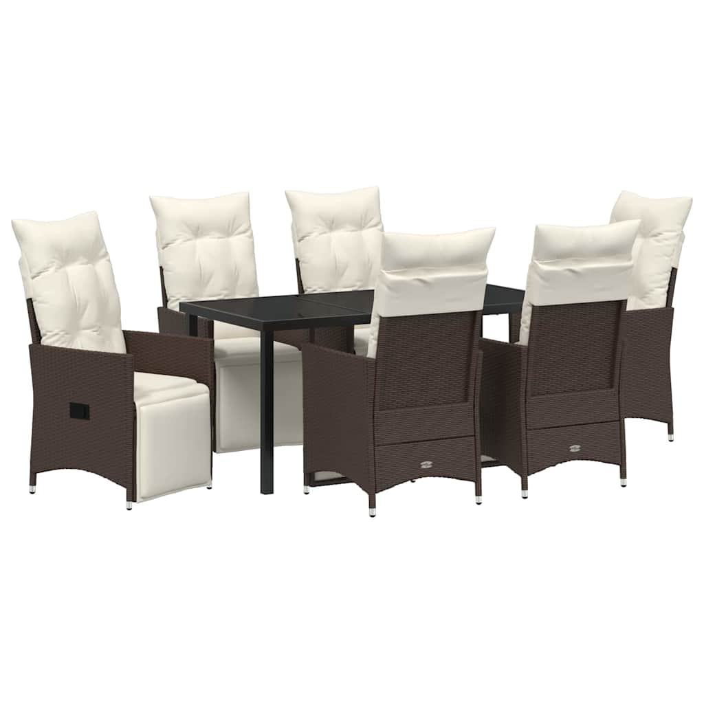 Ensemble de salle à manger pour jardin 7 pcs Marron polyrotin - XIOS