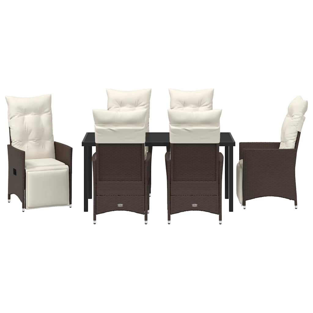 Ensemble de salle à manger pour jardin 7 pcs Marron polyrotin - XIOS