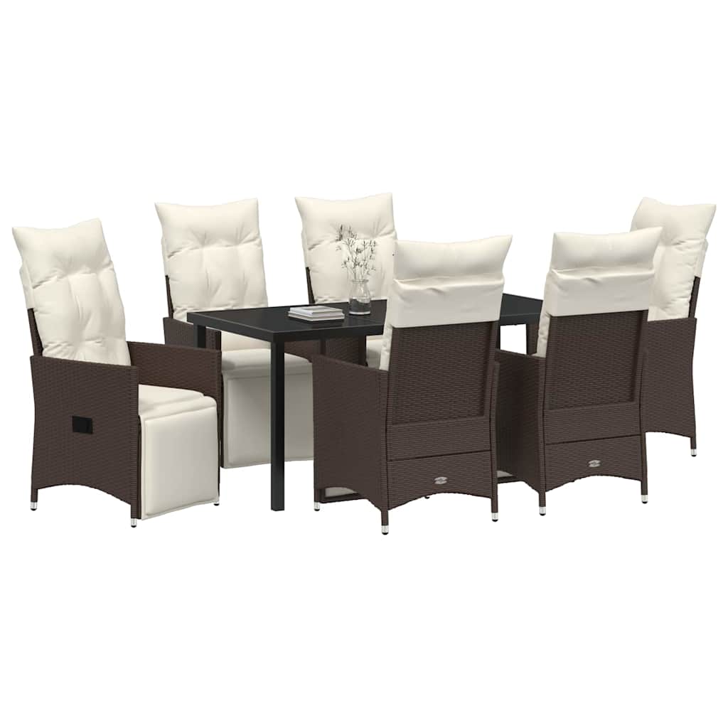 Ensemble de salle à manger pour jardin 7 pcs Marron polyrotin - XIOS