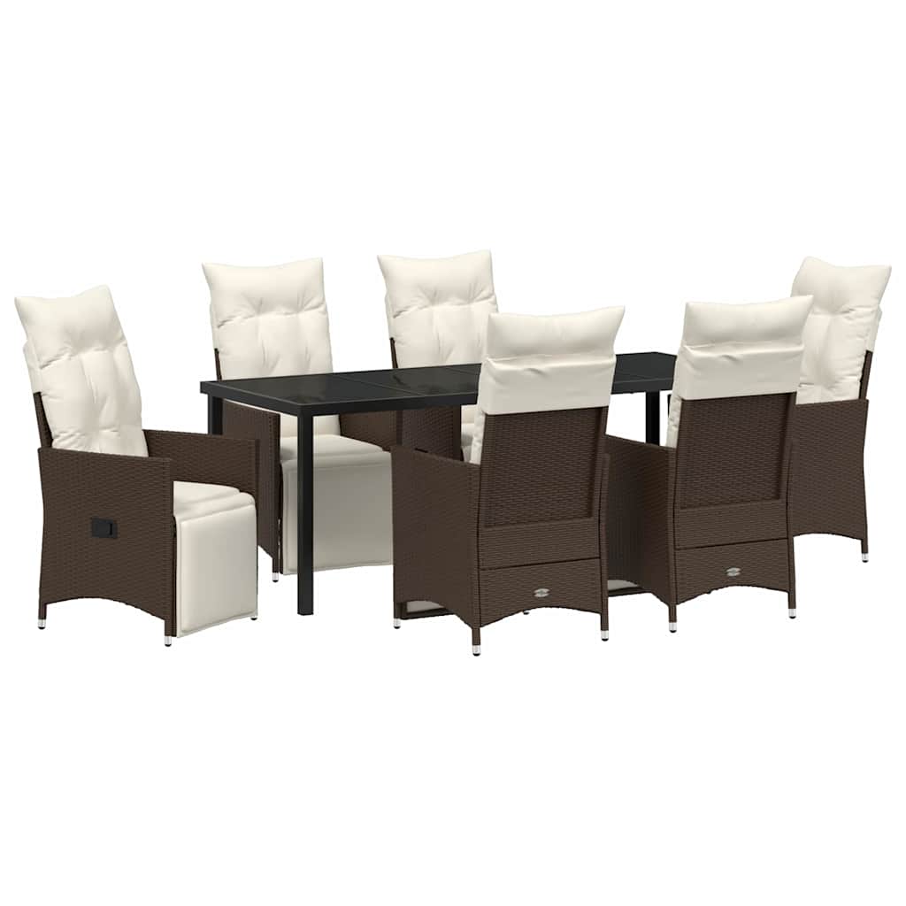 Ensemble de salle à manger pour jardin 7 pcs Marron polyrotin - XIOS