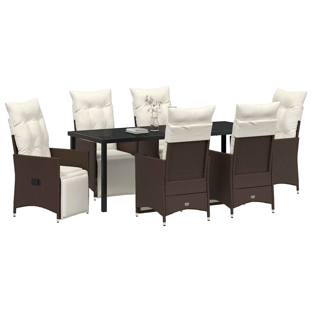 Ensemble de salle à manger pour jardin 7 pcs Marron polyrotin - XIOS