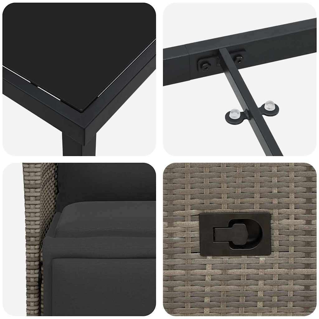 Ensemble de salle à manger pour jardin 3 pcs Gris polyrotin - XIOS