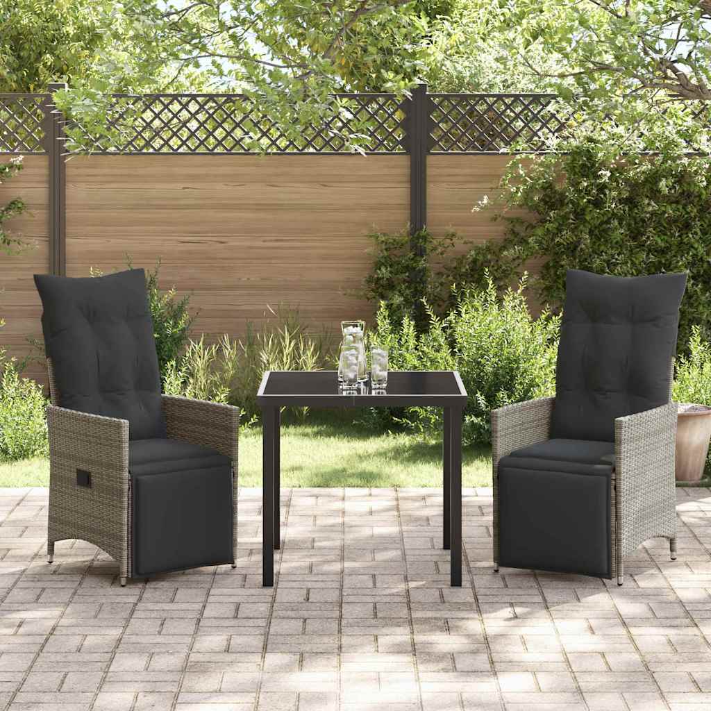 Ensemble de salle à manger pour jardin 3 pcs Gris polyrotin - XIOS
