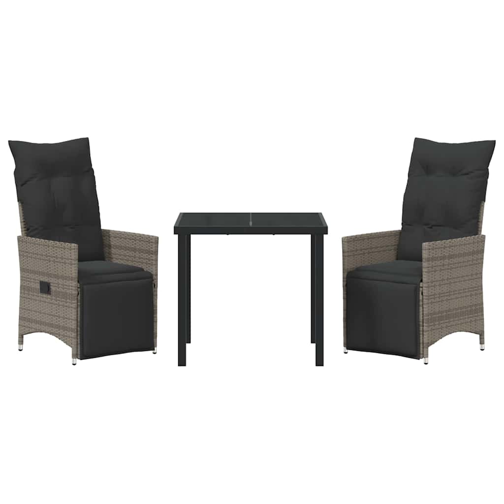 Ensemble de salle à manger pour jardin 3 pcs Gris polyrotin - XIOS