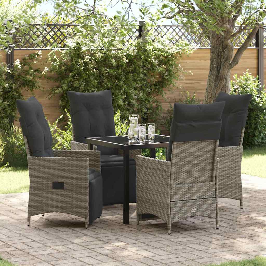 Ensemble de salle à manger pour jardin 5 pcs Gris polyrotin - XIOS