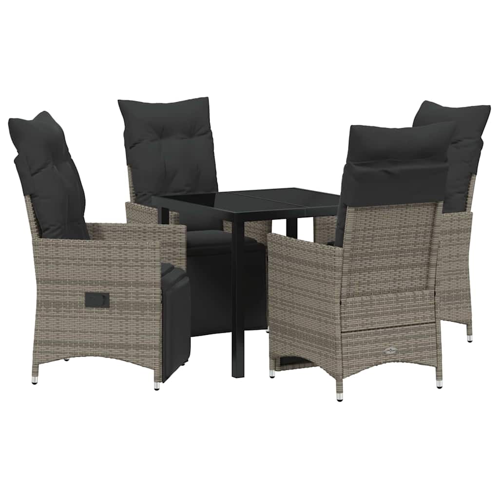 Ensemble de salle à manger pour jardin 5 pcs Gris polyrotin - XIOS