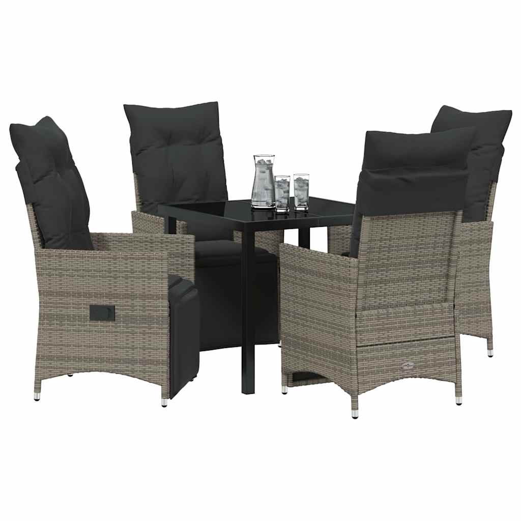 Ensemble de salle à manger pour jardin 5 pcs Gris polyrotin - XIOS