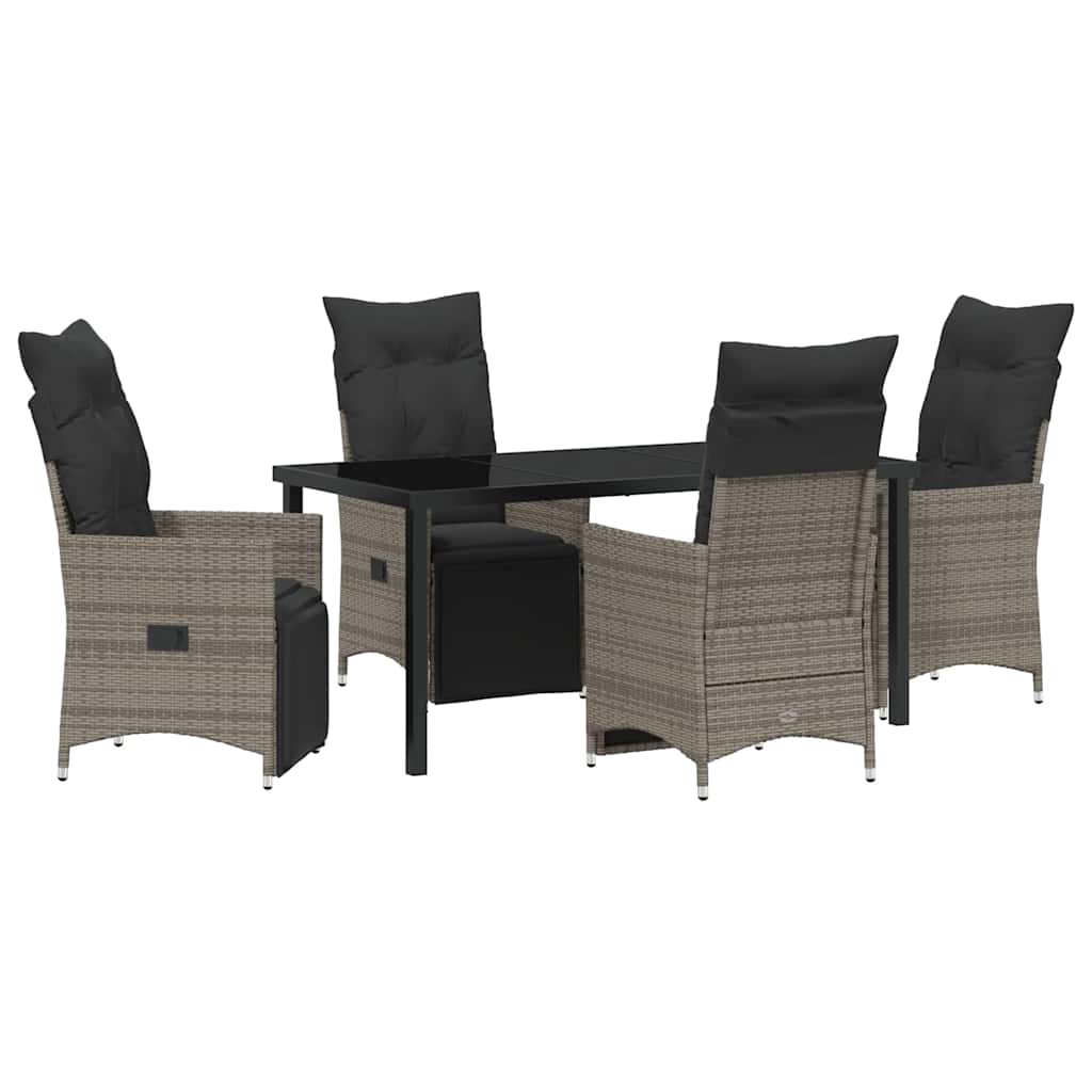 Ensemble de salle à manger pour jardin 5 pcs Gris polyrotin - XIOS