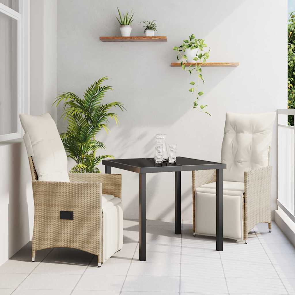 Ensemble de salle à manger pour jardin 3 pcs Beige polyrotin - XIOS