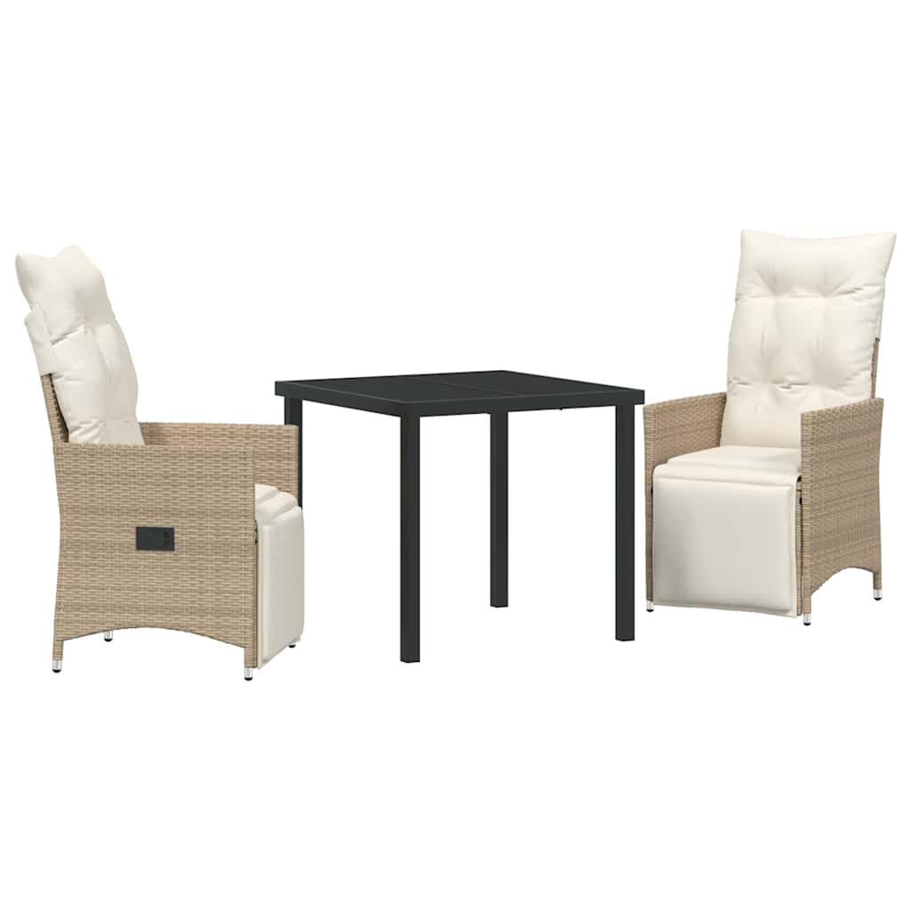 Ensemble de salle à manger pour jardin 3 pcs Beige polyrotin - XIOS