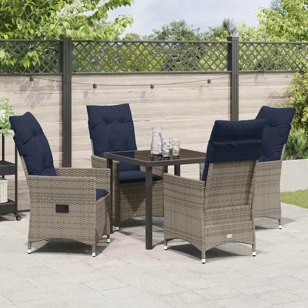 Ensemble table et chaises avec coussin 5 pcs Gris Rotin PE - XIOS