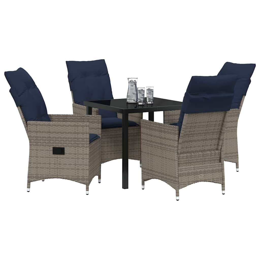 Ensemble table et chaises avec coussin 5 pcs Gris Rotin PE - XIOS