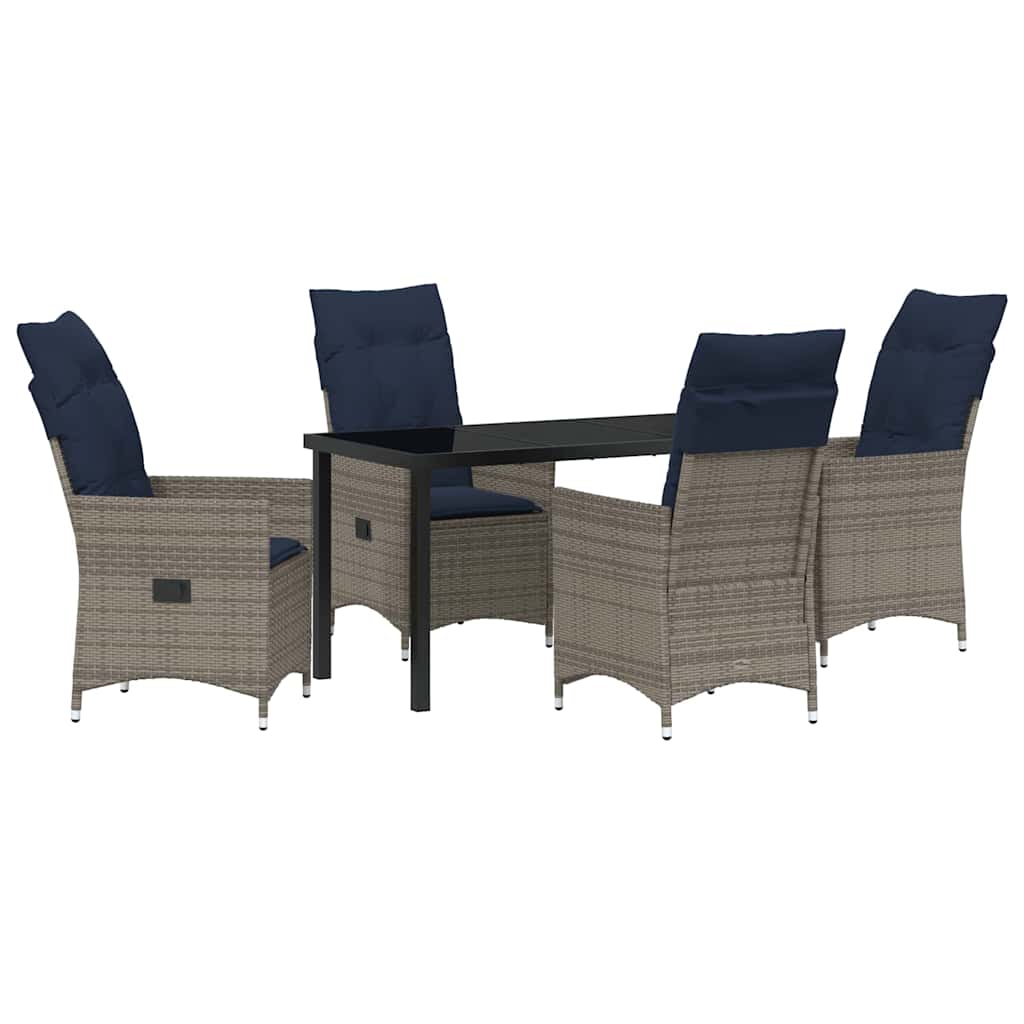 Ensemble table et chaises avec coussin 5 pcs Gris Rotin PE - XIOS
