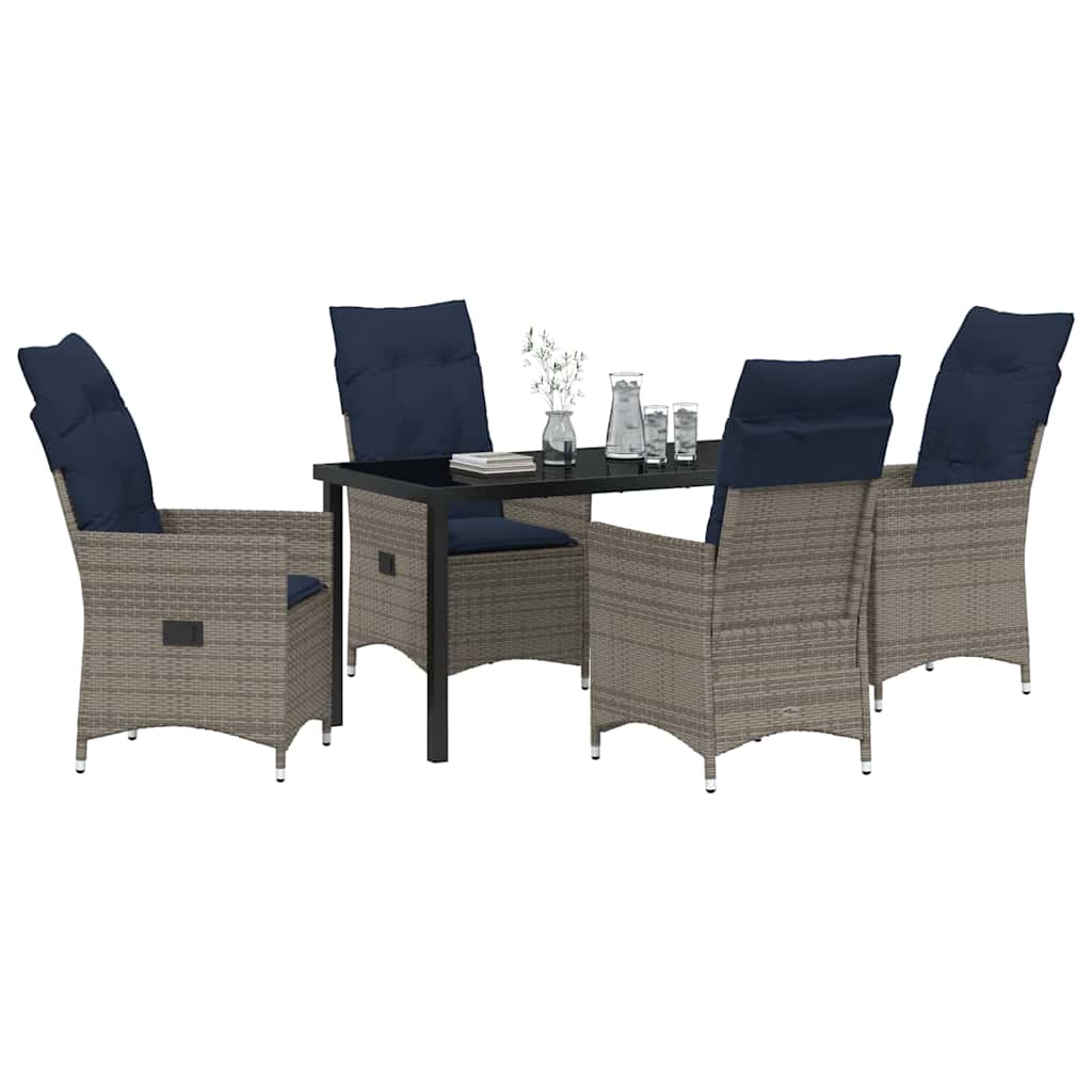 Ensemble table et chaises avec coussin 5 pcs Gris Rotin PE - XIOS