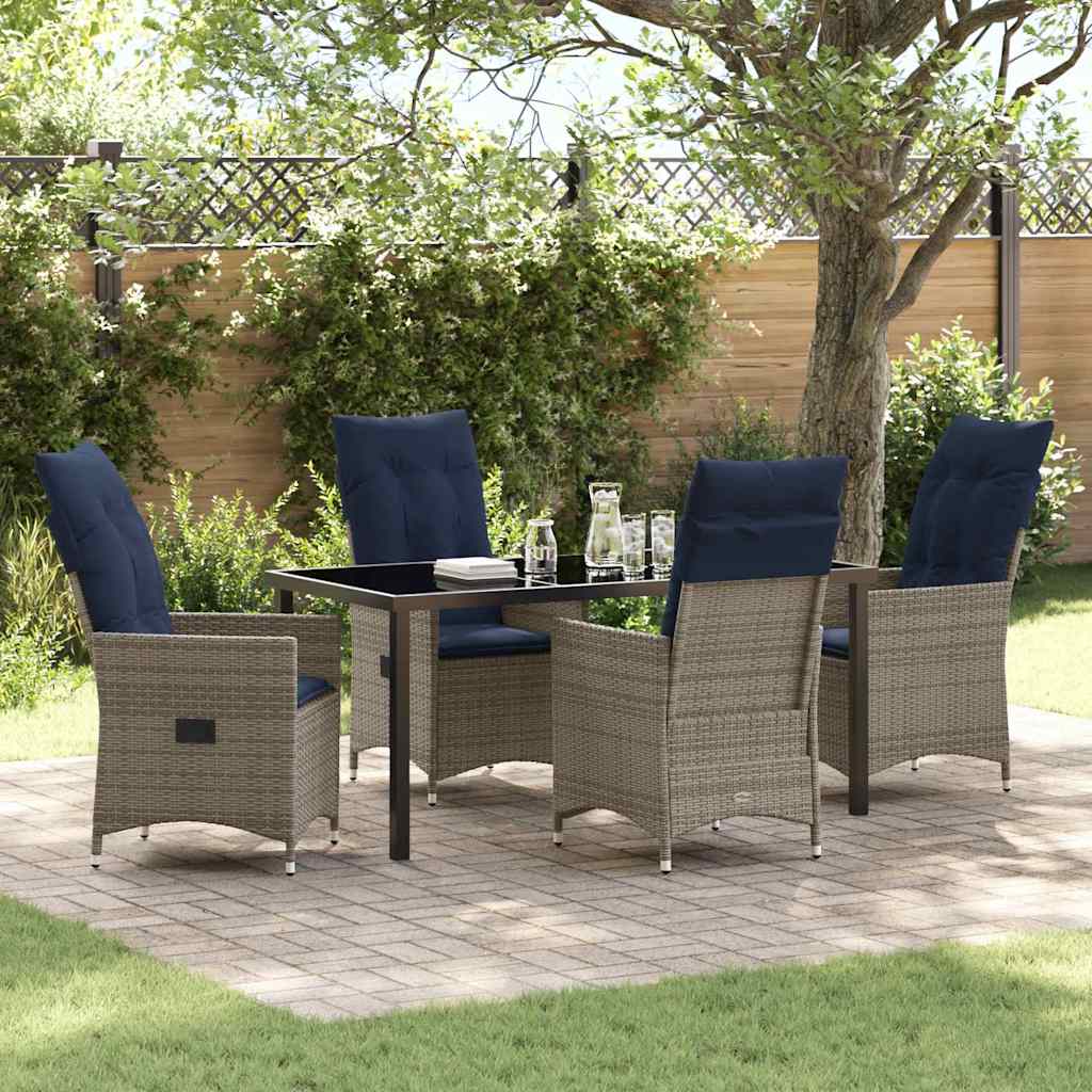 Ensemble table et chaises avec coussin 5 pcs Gris Rotin PE - XIOS