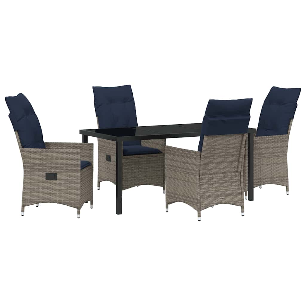 Ensemble table et chaises avec coussin 5 pcs Gris Rotin PE - XIOS